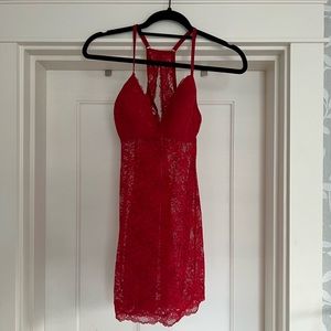 Valentine’s Day red lace nighty